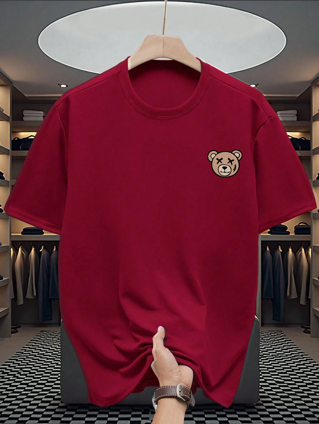 Men's Casual Simple Bear Print Short Sleeve T-Shirt