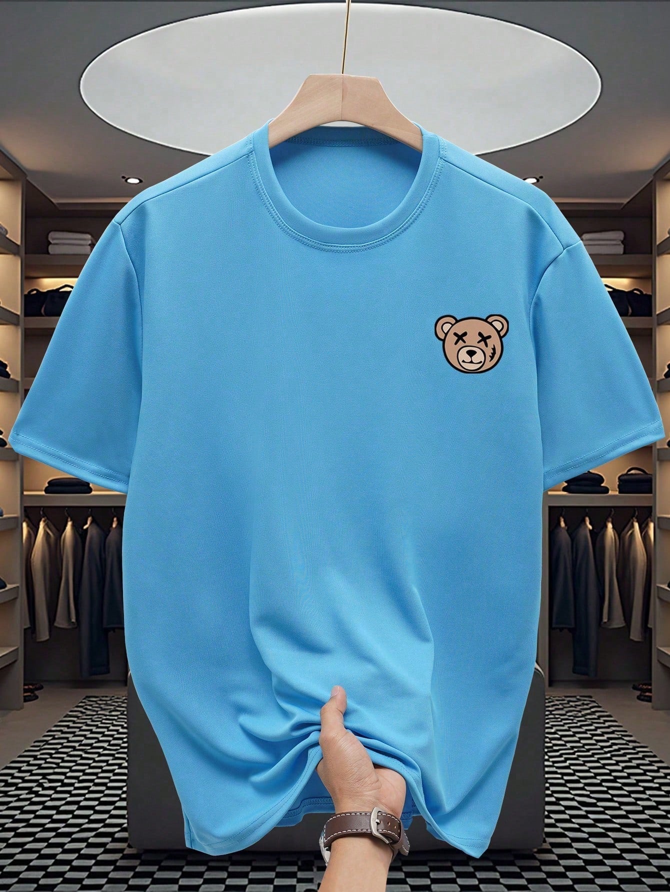 Men's Casual Simple Bear Print Short Sleeve T-Shirt