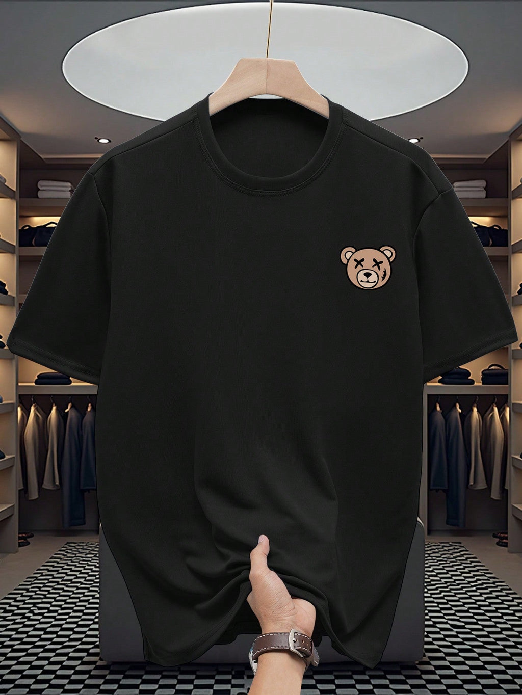 Men's Casual Simple Bear Print Short Sleeve T-Shirt