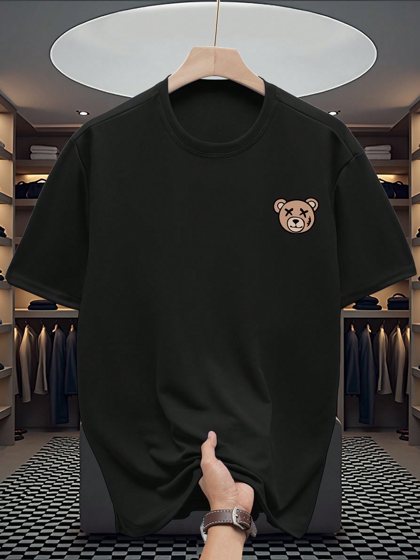 Men's Casual Simple Bear Print Short Sleeve T-Shirt