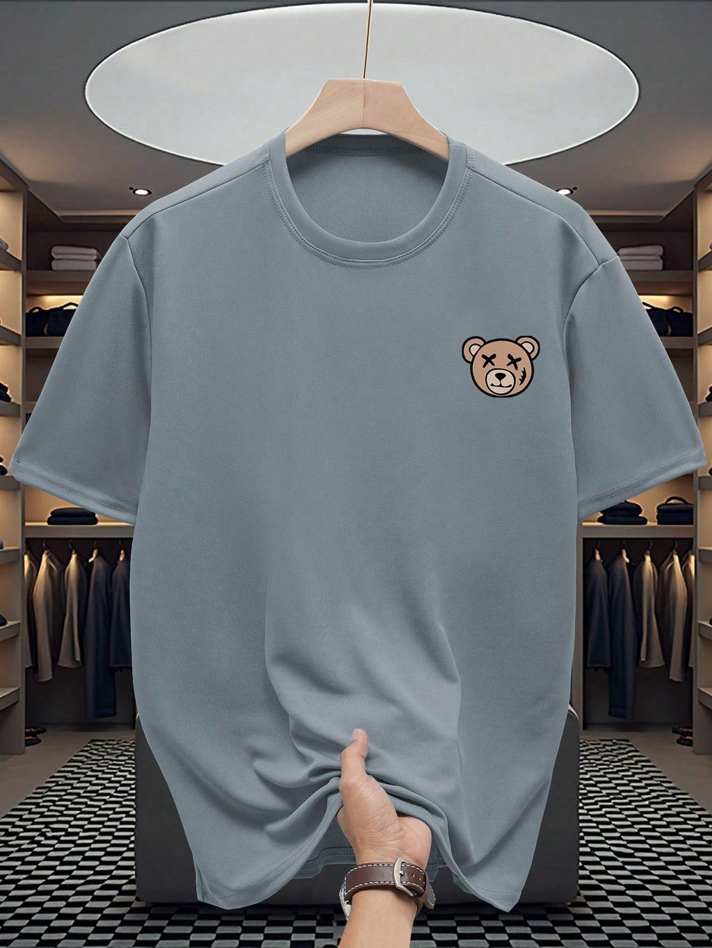 Men's Casual Simple Bear Print Short Sleeve T-Shirt