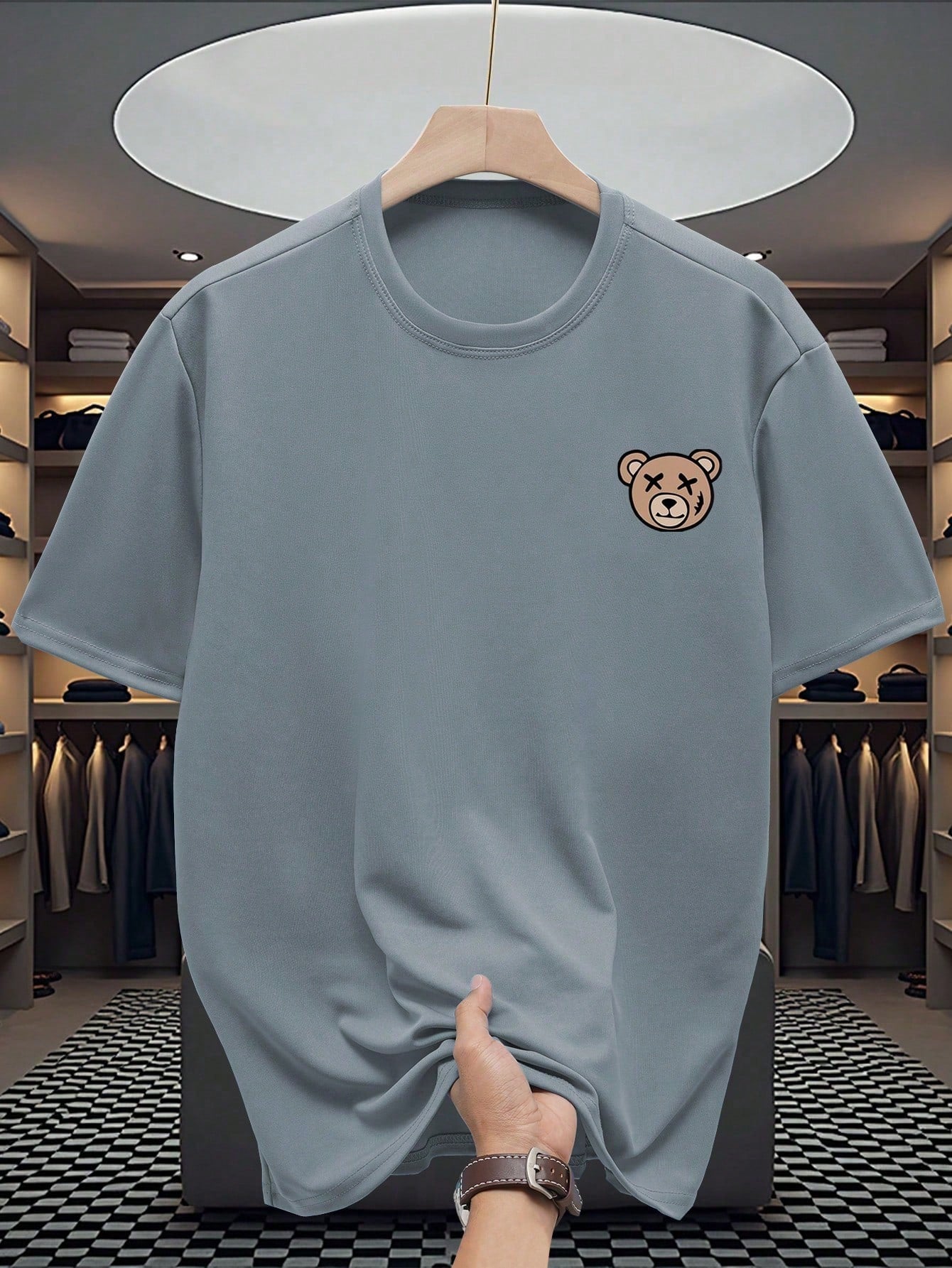 Men's Casual Simple Bear Print Short Sleeve T-Shirt