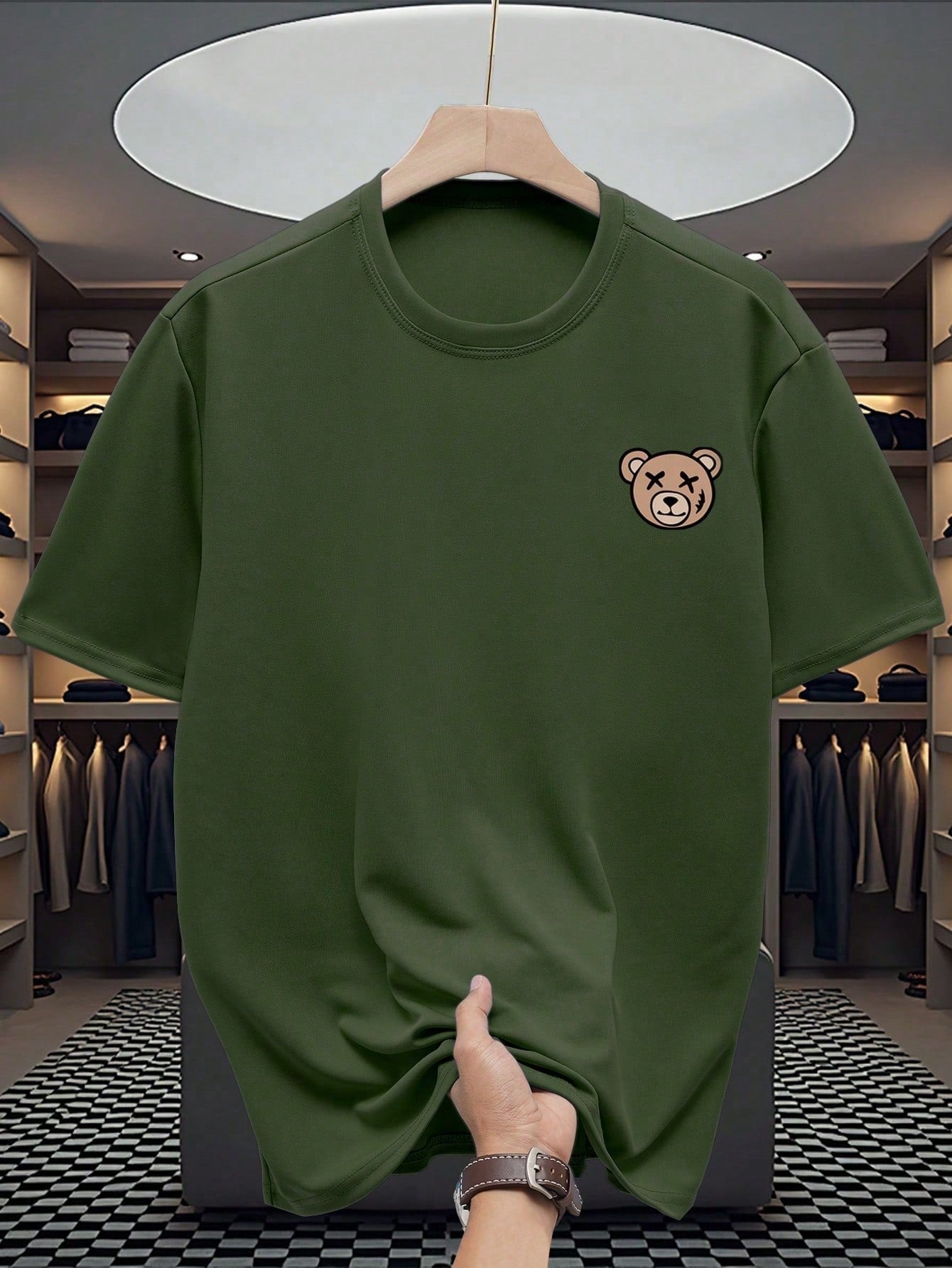 Men's Casual Simple Bear Print Short Sleeve T-Shirt