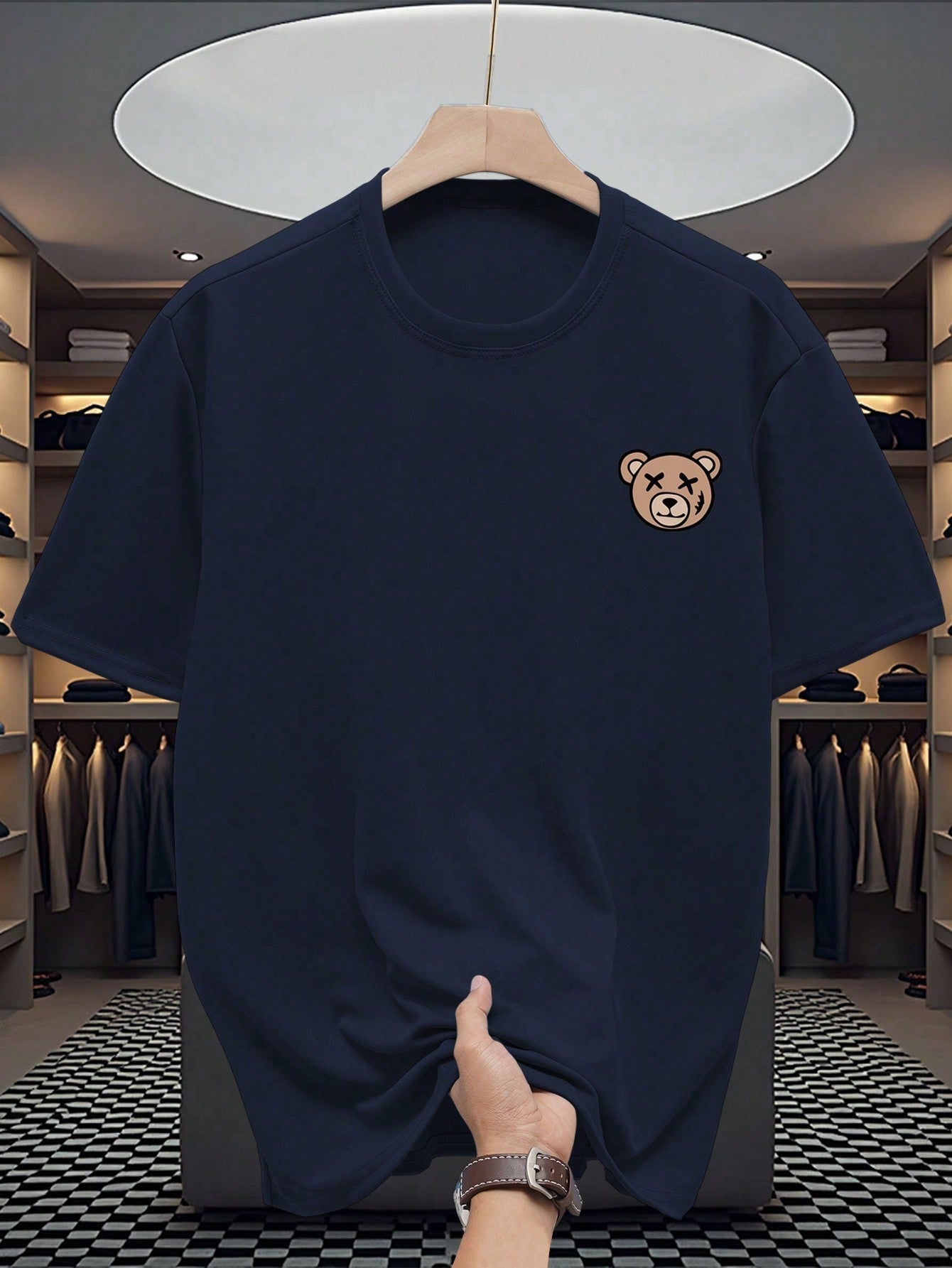 Men's Casual Simple Bear Print Short Sleeve T-Shirt