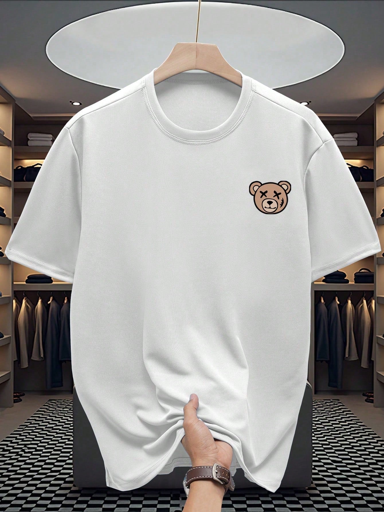 Men's Casual Simple Bear Print Short Sleeve T-Shirt