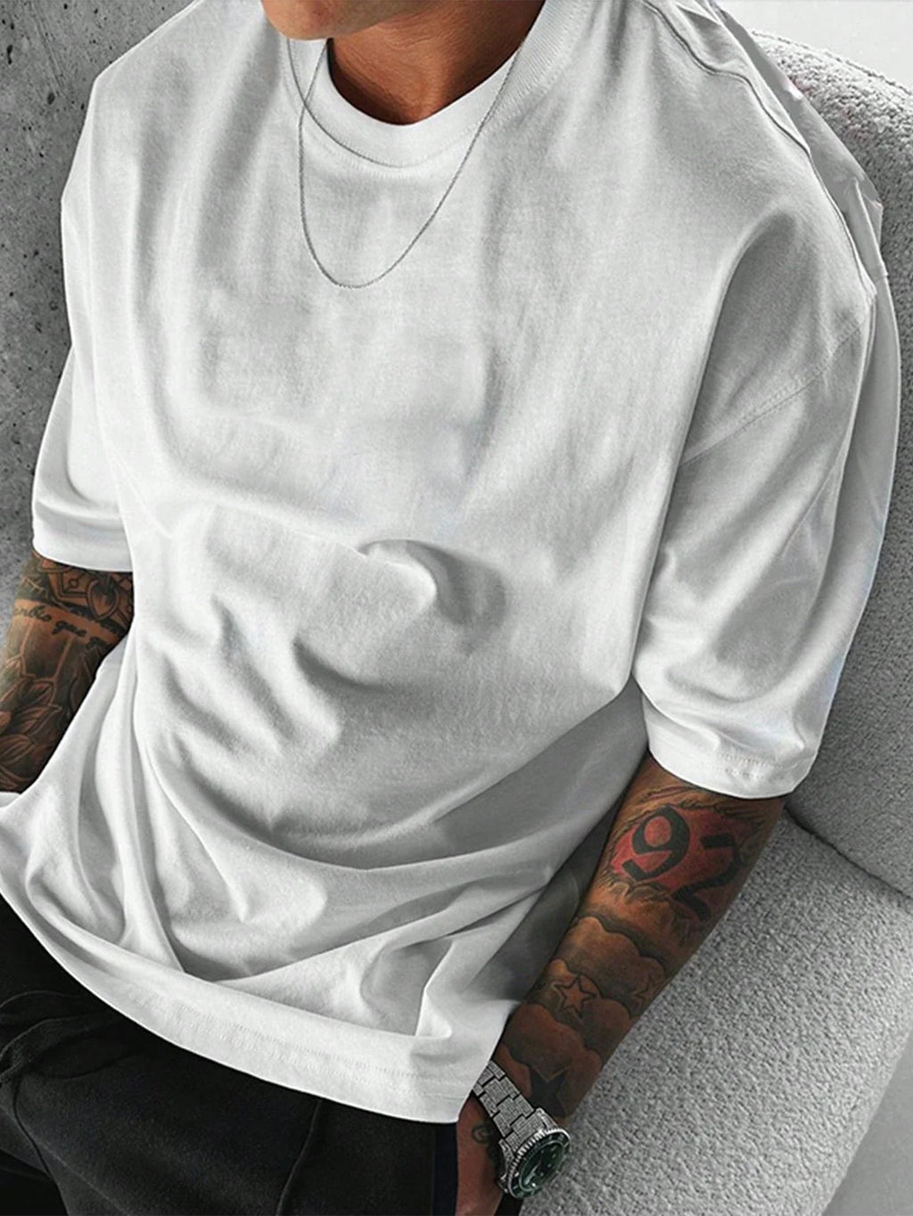 New Summer White Poker Print Casual T-Shirt For Men