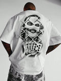 New Summer White Poker Print Casual T-Shirt For Men