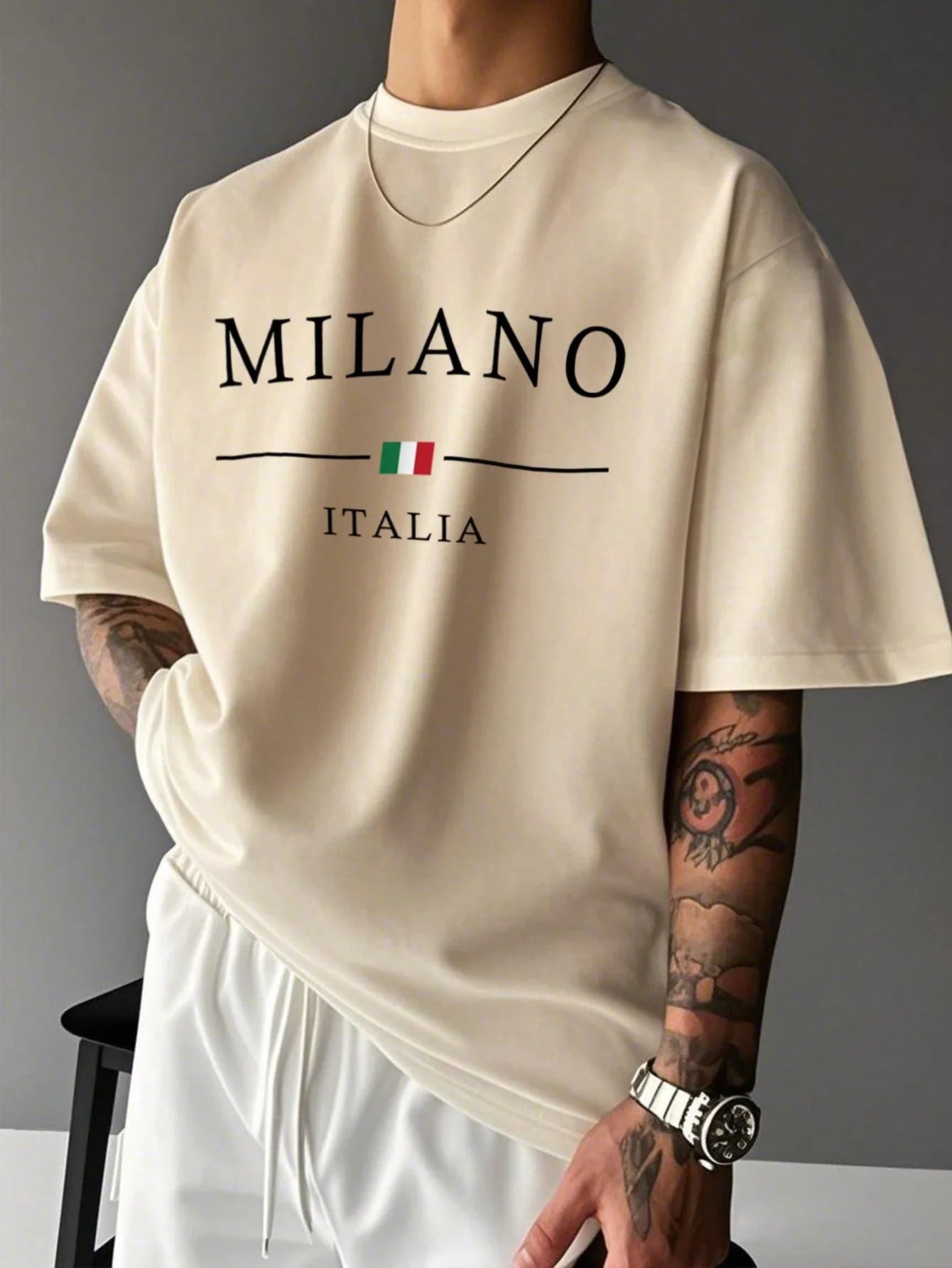Men's Casual Loose Letter Print Short Sleeve T-Shirt
