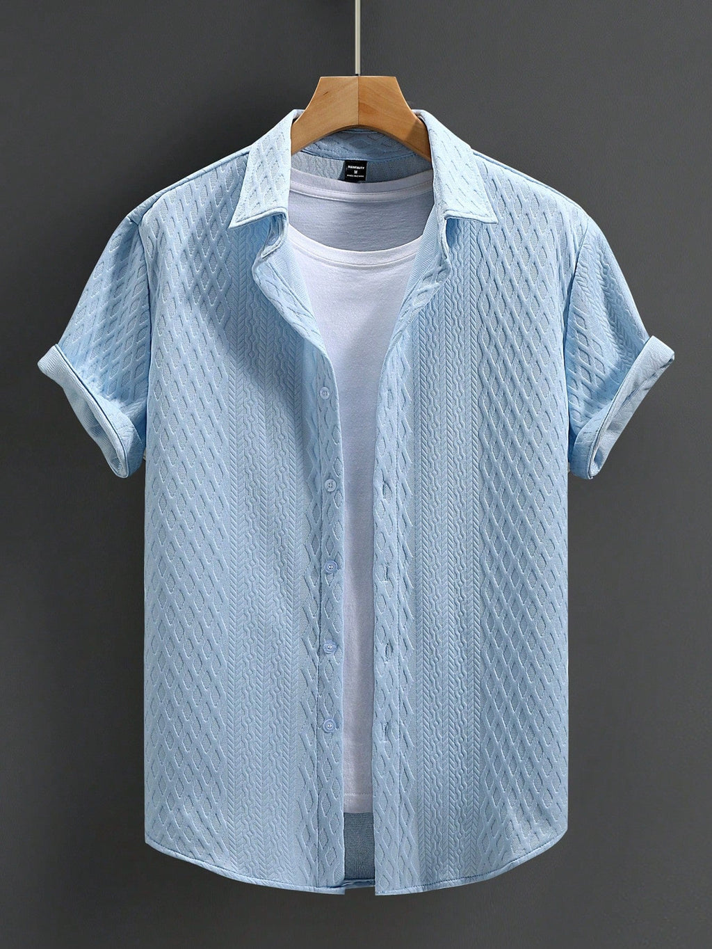 Men's Solid Color Plain Casual Short Sleeve Shirt, For Husband, Going Out