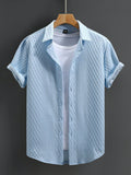Men's Solid Color Plain Casual Short Sleeve Shirt, For Husband, Going Out