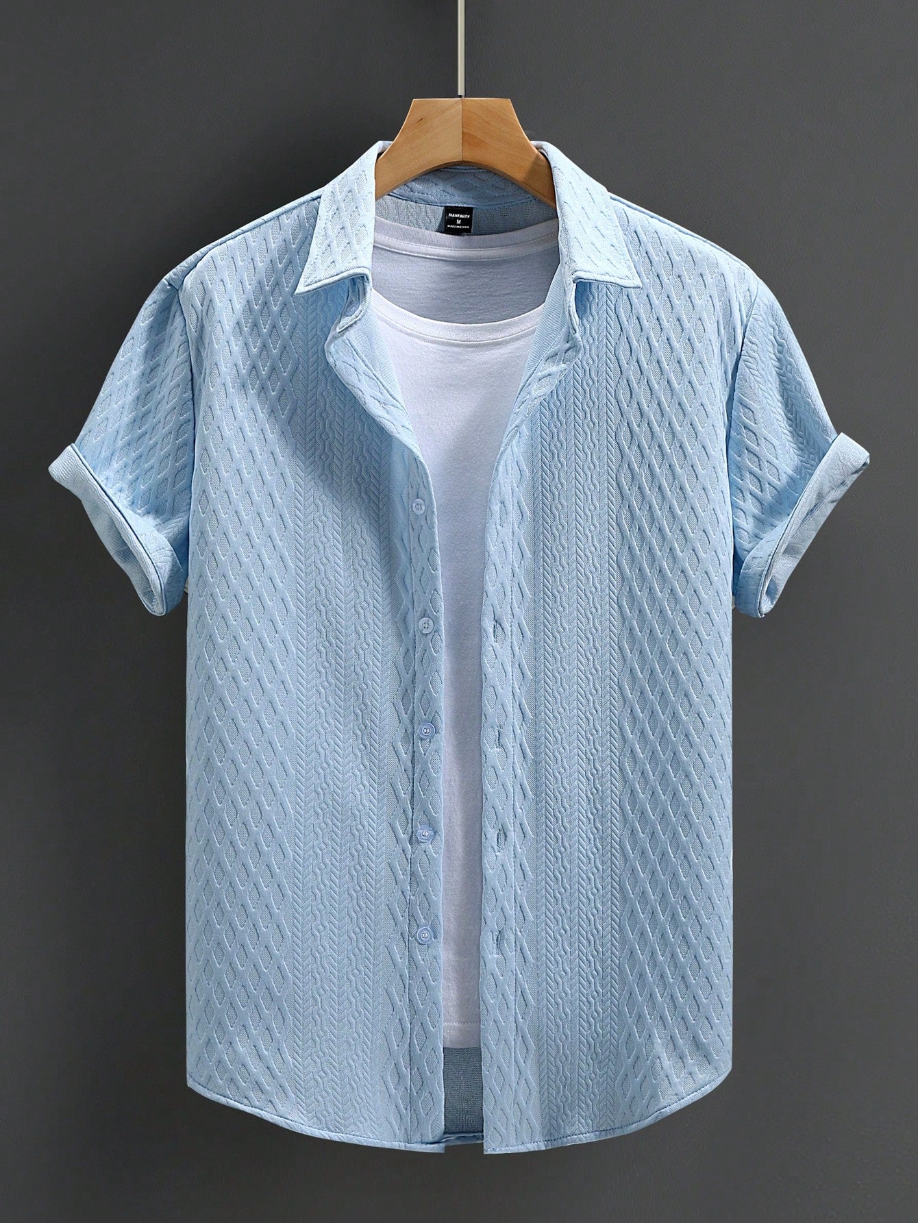 Men's Solid Color Plain Casual Short Sleeve Shirt, For Husband, Going Out