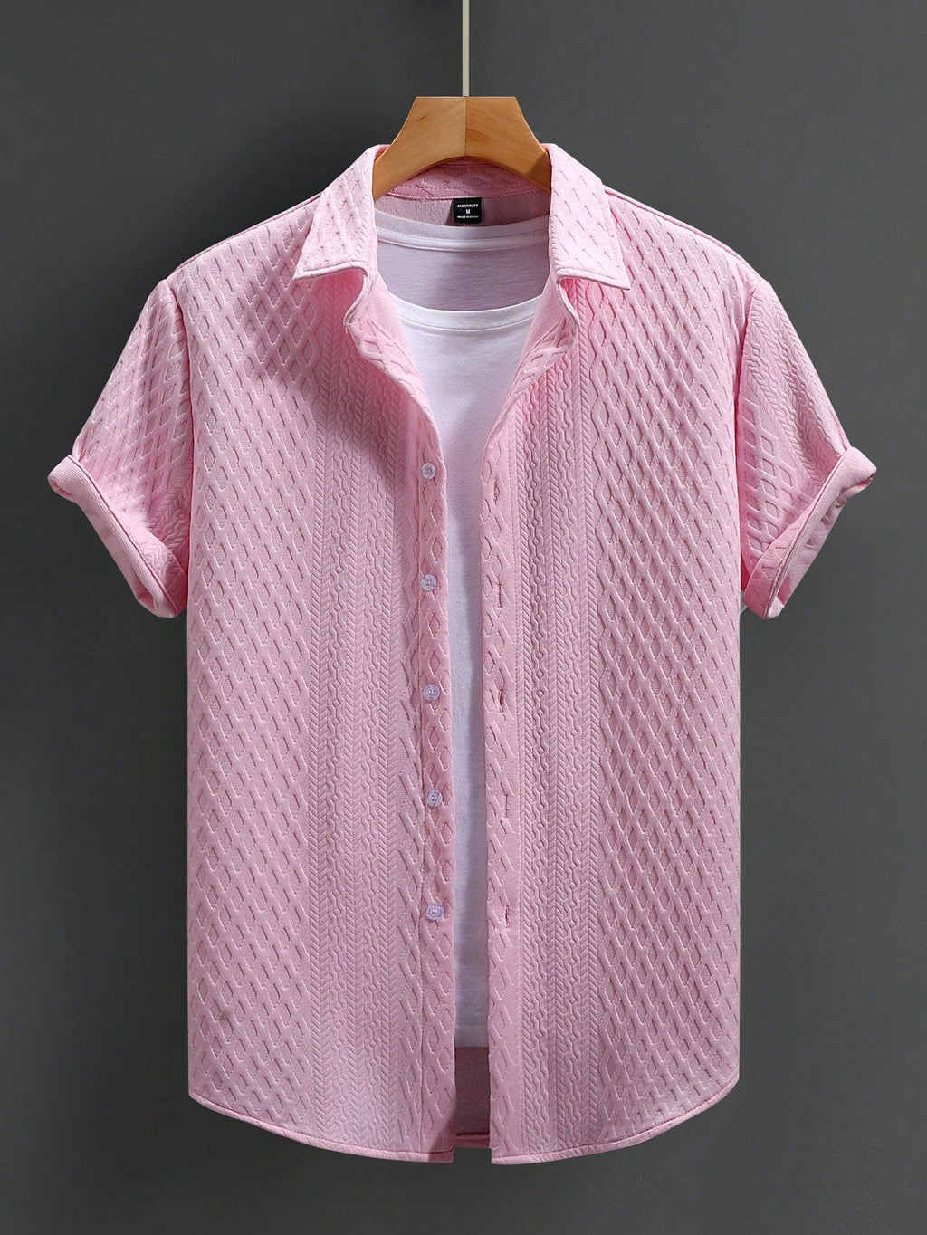 Men's Solid Color Plain Casual Short Sleeve Shirt, For Husband, Going Out