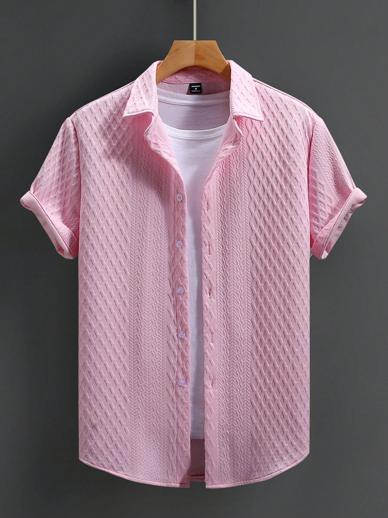 Men's Solid Color Plain Casual Short Sleeve Shirt, For Husband, Going Out