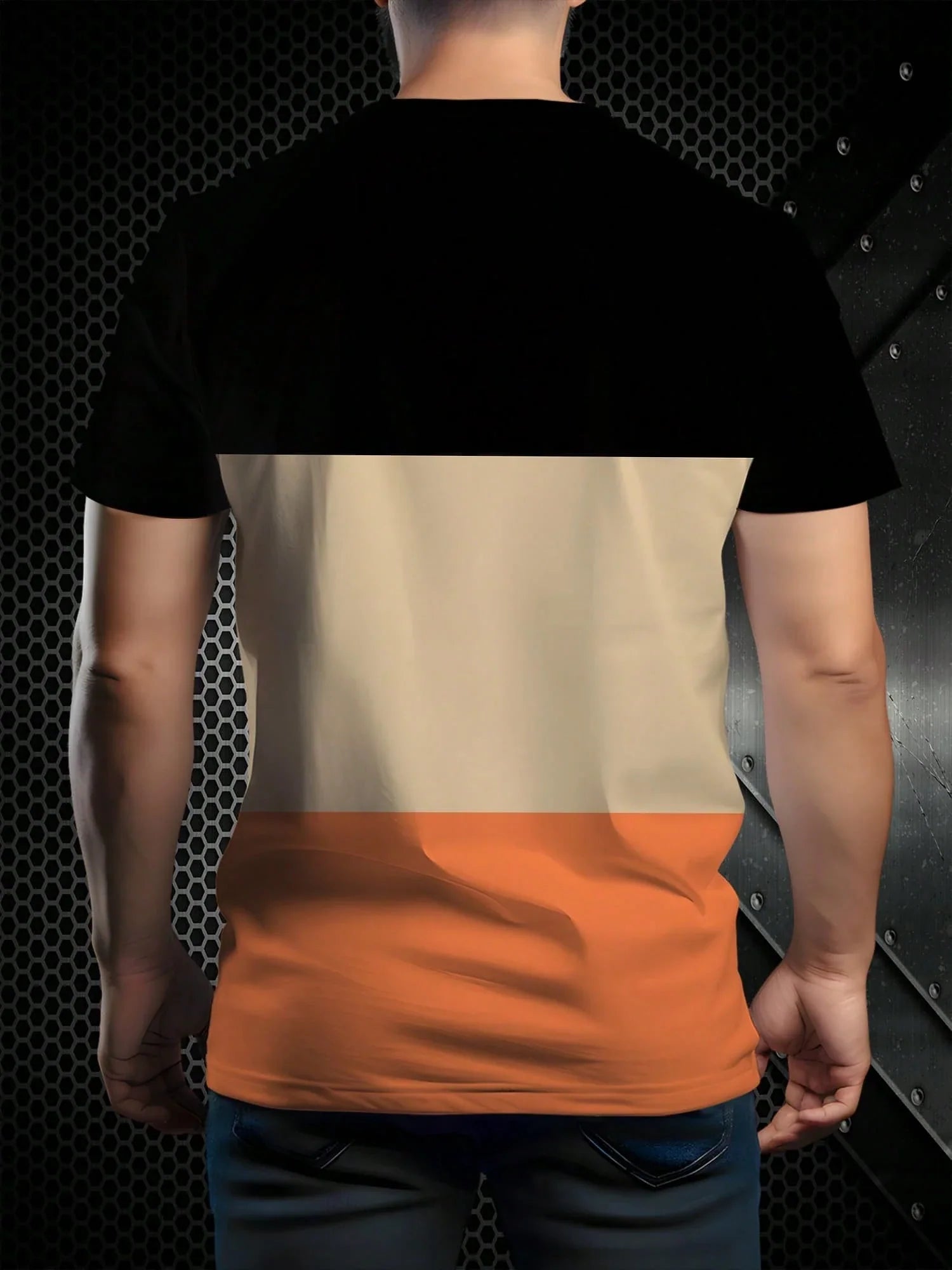 3-Tone Patchwork Casual Comfortable Street Style Short Sleeve T-Shirt