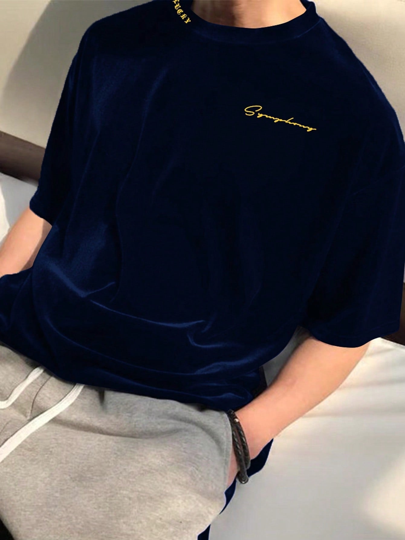 Men's Letter Print Drop Shoulder T-shirt