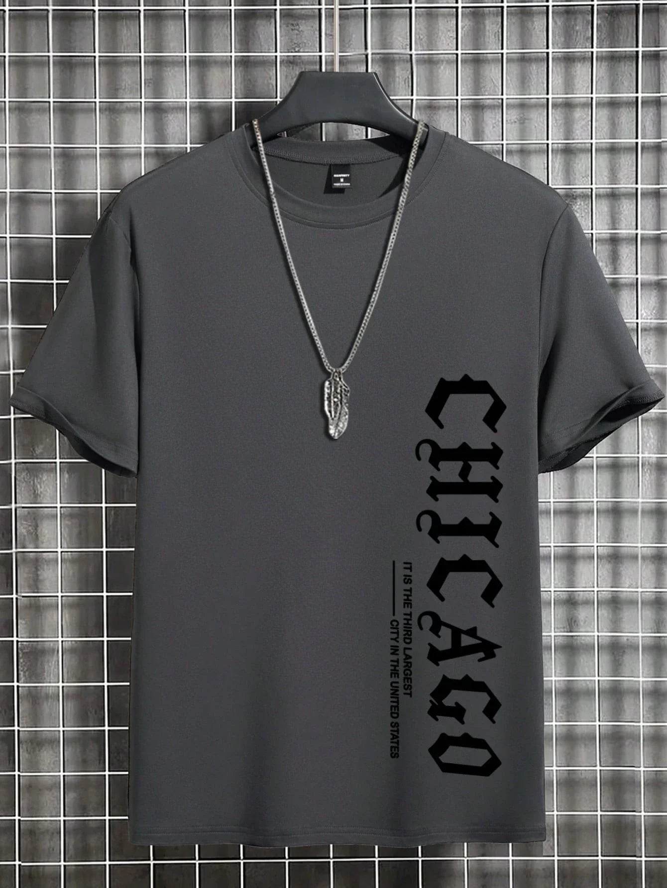 Men's Casual Letter Print Round Neck Short Sleeve T-Shirt