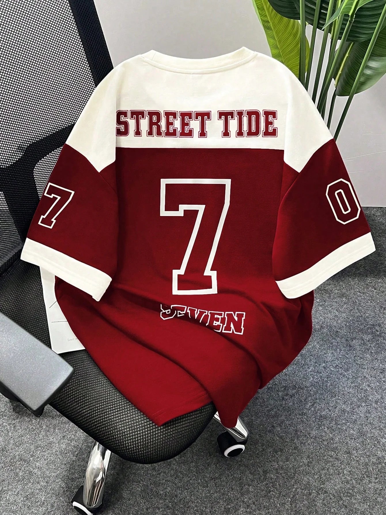 Men's Letter Print Contrast Color Round Neck Casual Short Sleeve T-Shirt