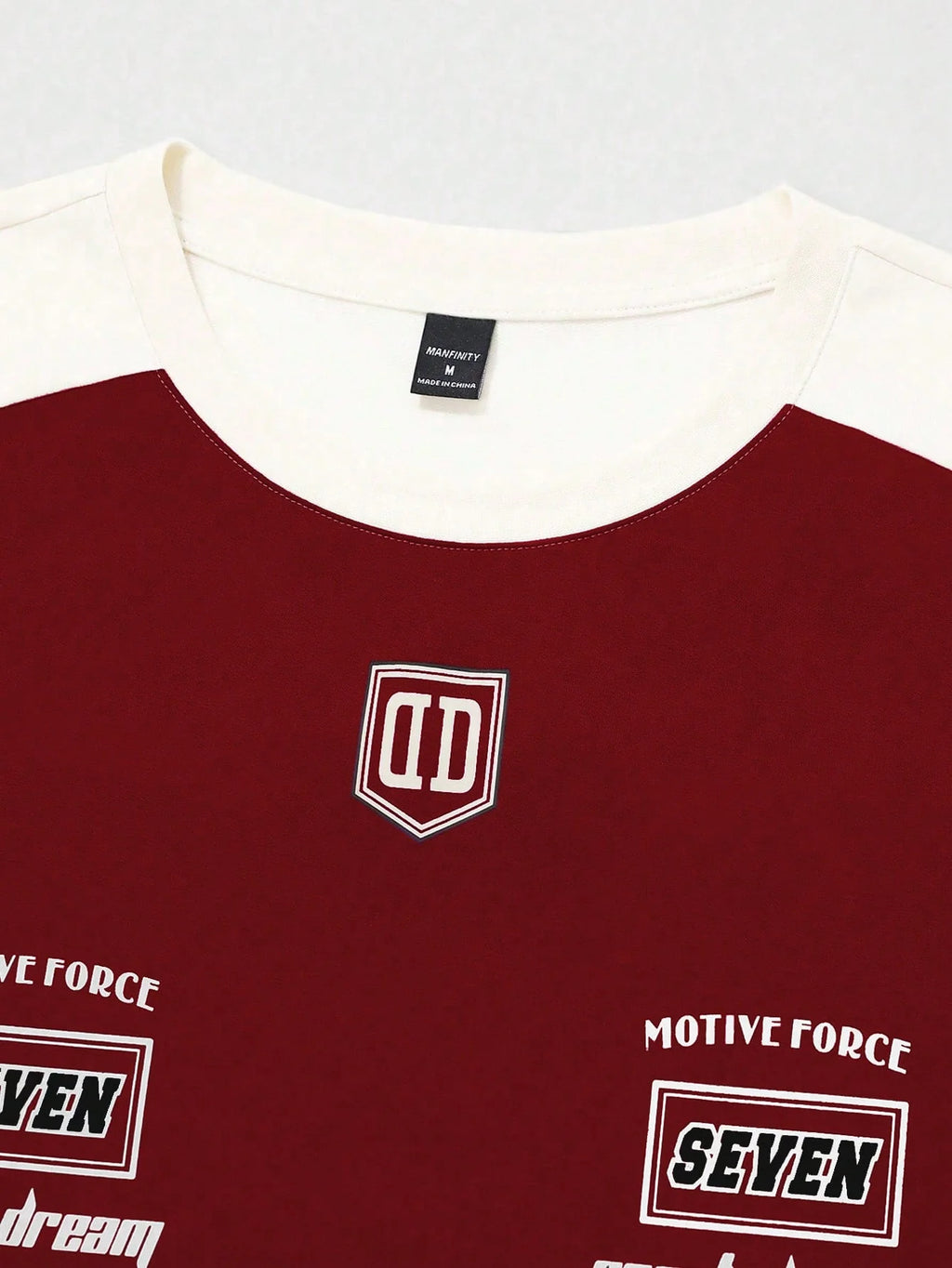 Men's Letter Print Contrast Color Round Neck Casual Short Sleeve T-Shirt
