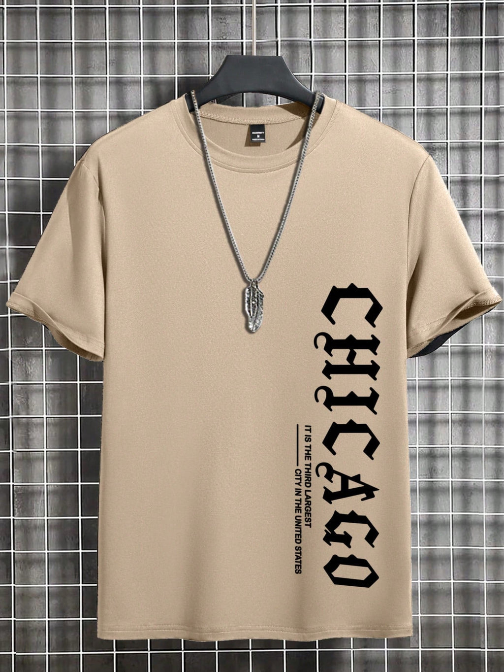 Men's Casual Letter Print Round Neck Short Sleeve T-Shirt