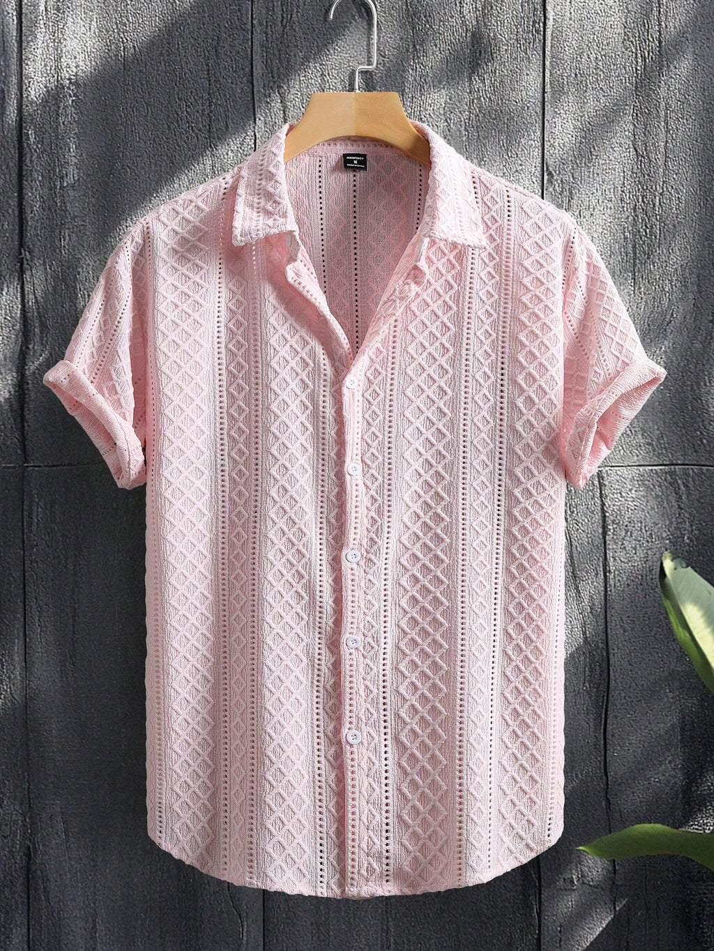 Men's Geometric Jacquard Single-Breasted Casual Short Sleeve Shirt
