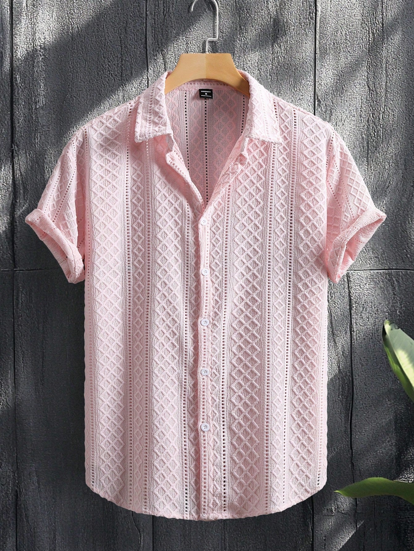 Men's Geometric Jacquard Single-Breasted Casual Short Sleeve Shirt