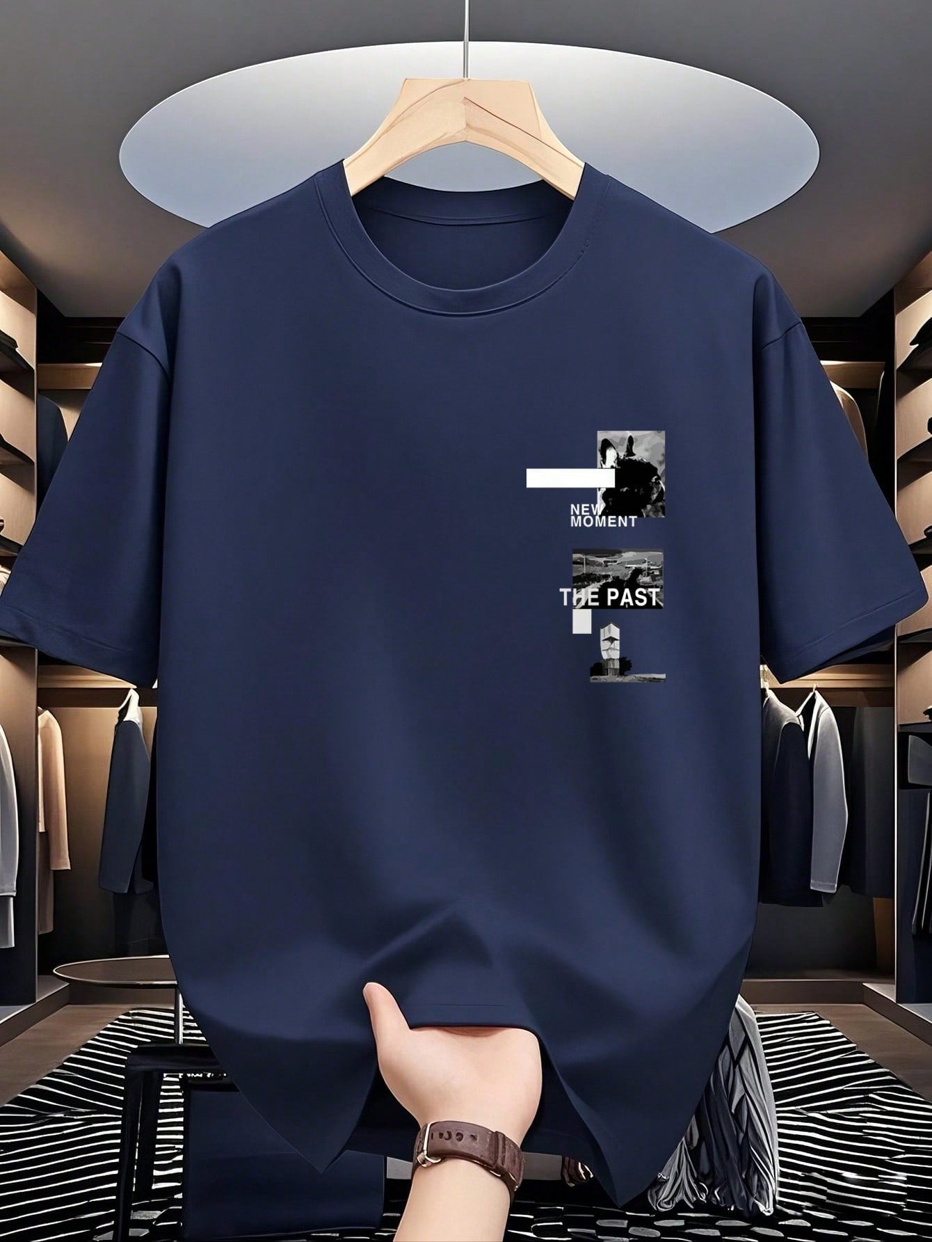 Men's Summer Casual Letter Printed Round Neck Short Sleeve T-Shirt