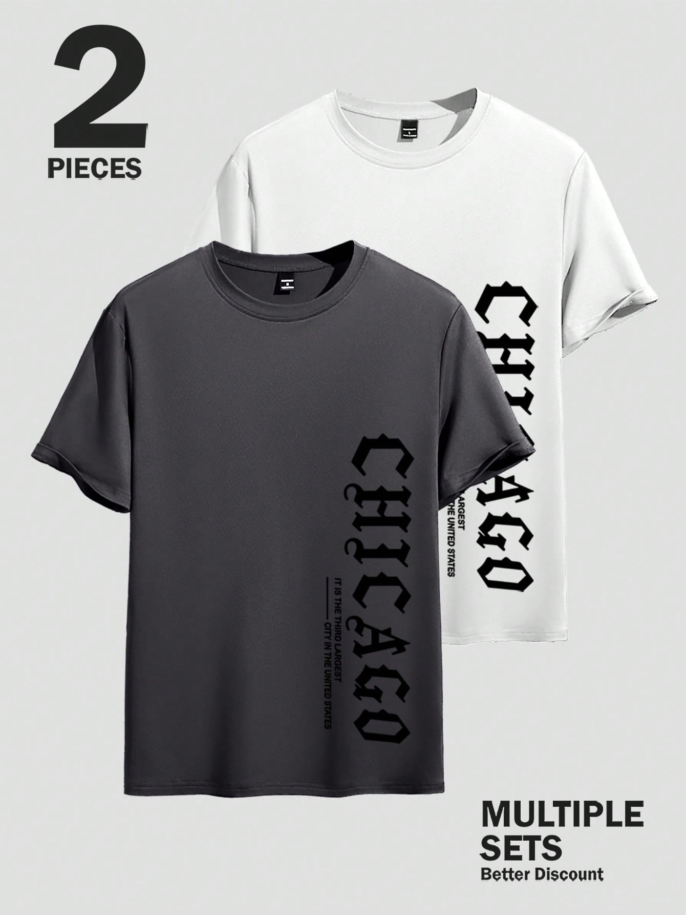 Men's Casual Letter Print Round Neck Short Sleeve T-Shirt