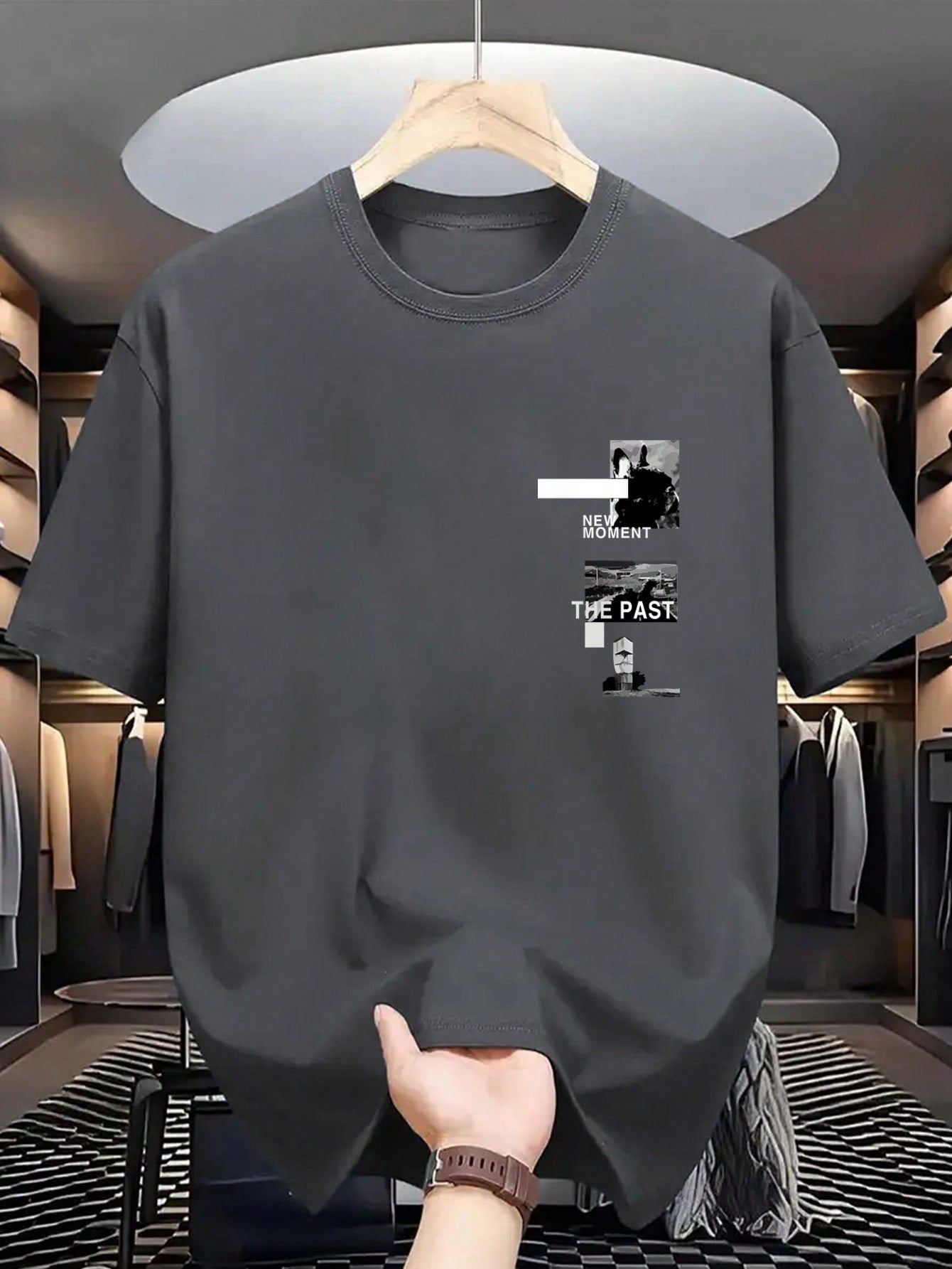 Men's Summer Casual Letter Printed Round Neck Short Sleeve T-Shirt