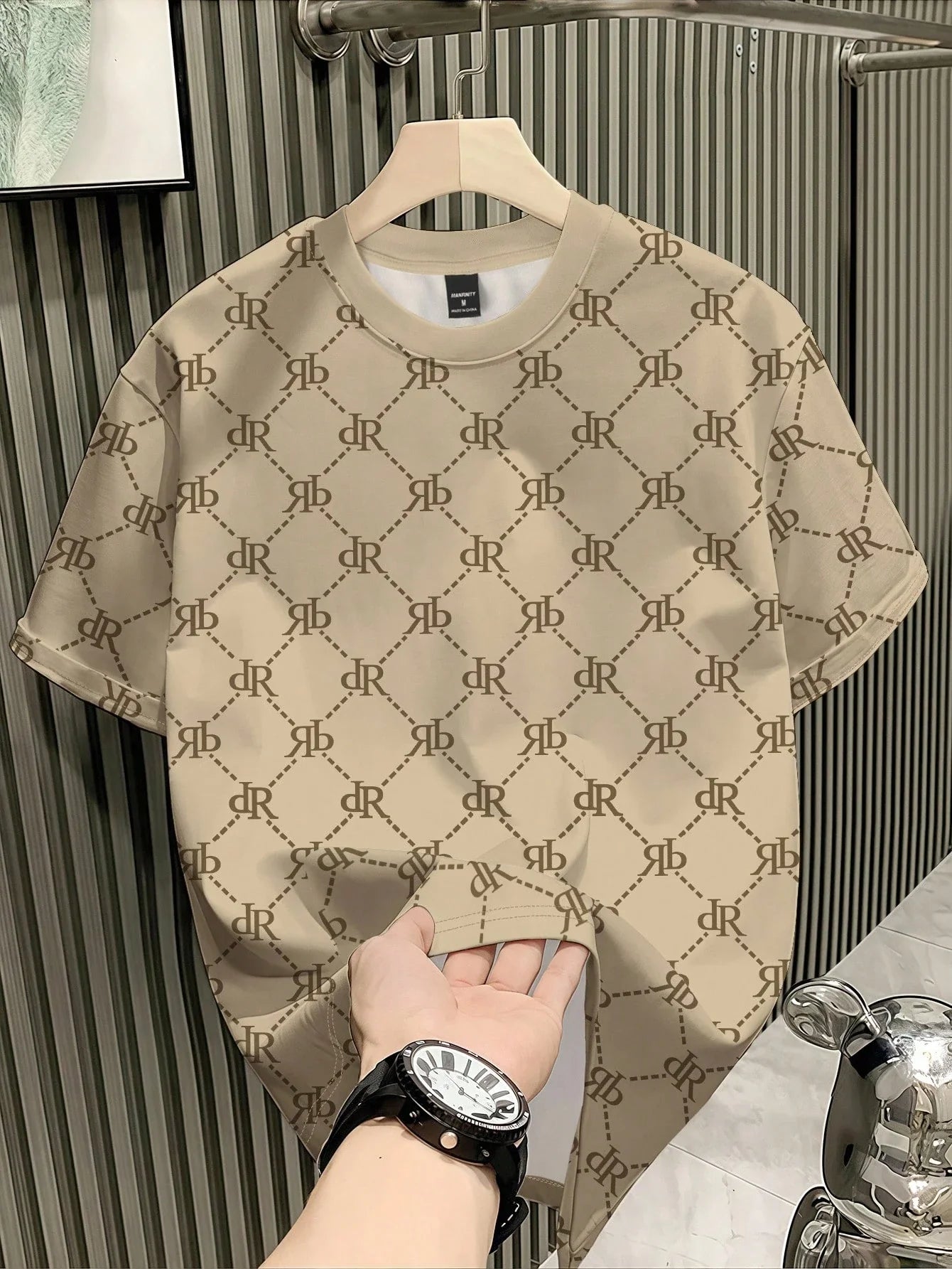 Men's Casual Letter Print Round Neck Short Sleeve T-Shirt, Versatile For Summer