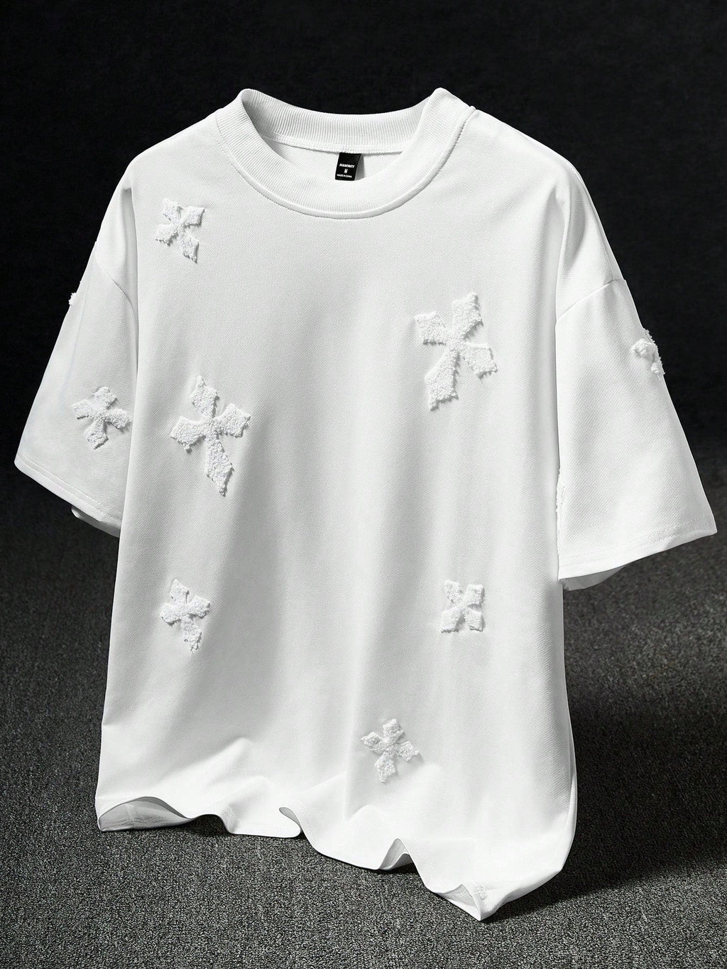 Men's Street-Style Popular INS Matching Cross Full-Print Towel Embroidery T-Shirt