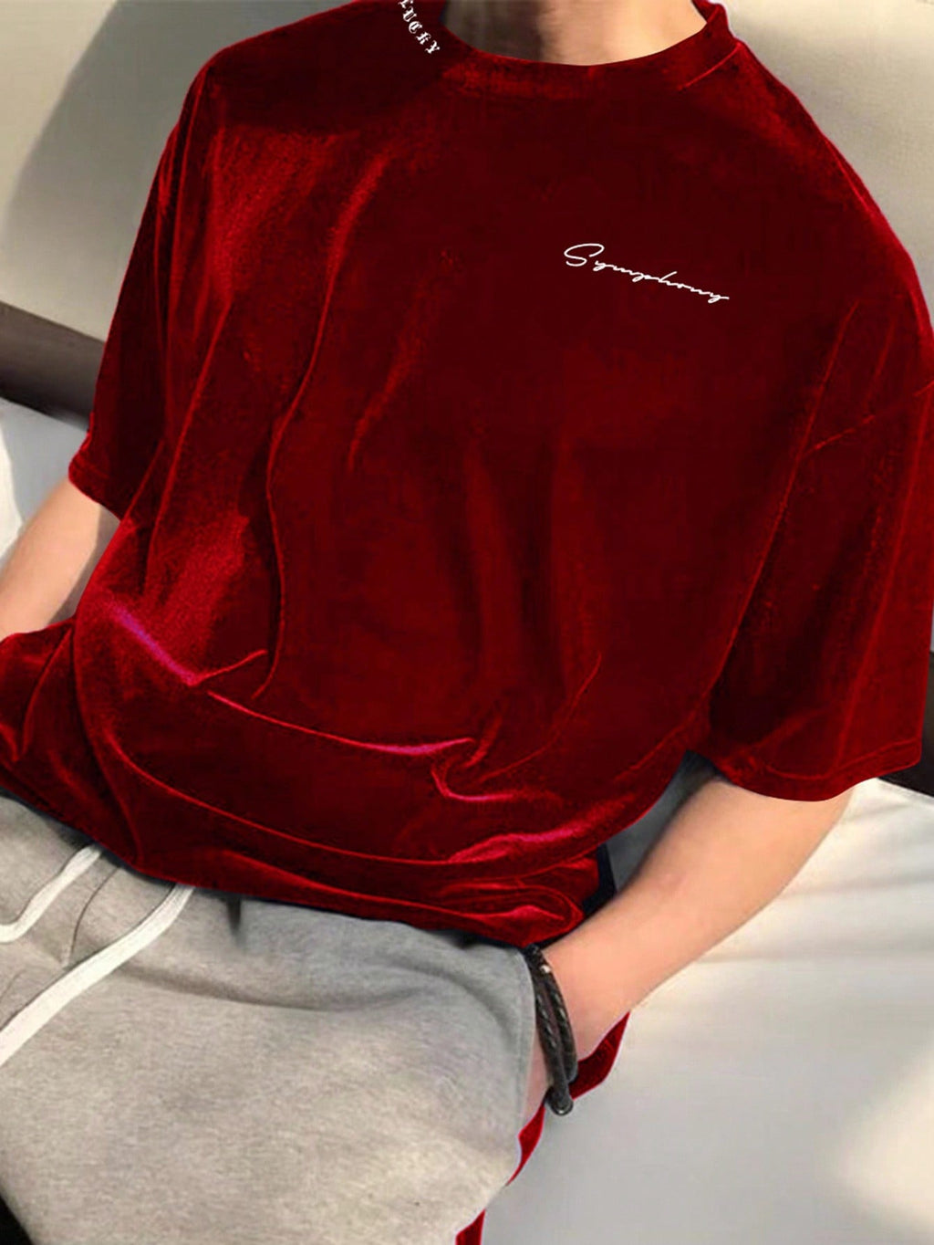 Men's Letter Print Drop Shoulder T-shirt