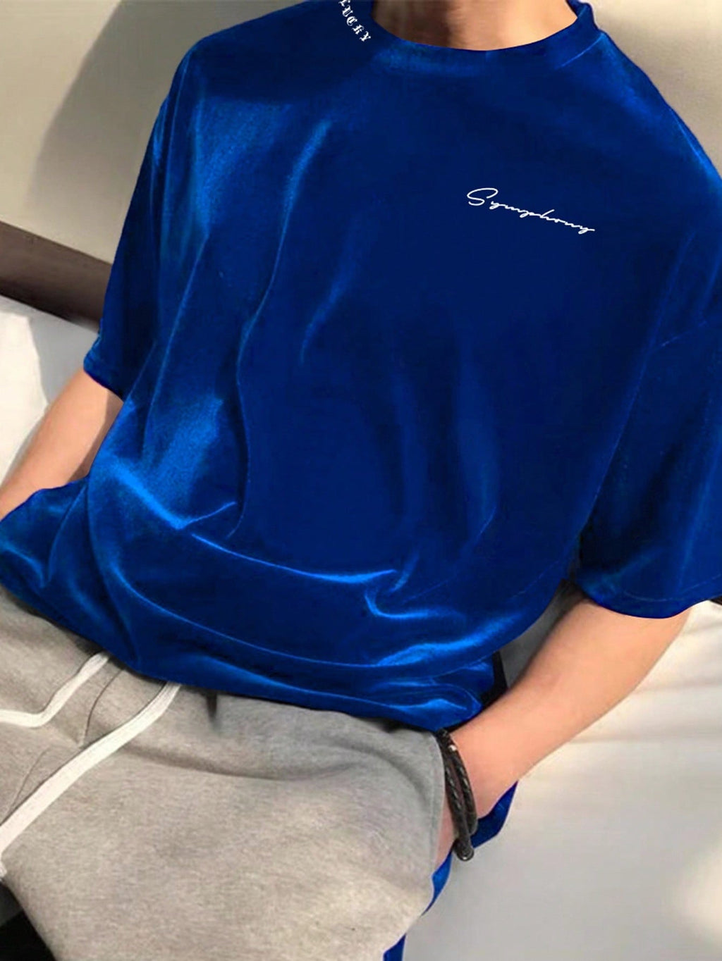Men's Letter Print Drop Shoulder T-shirt