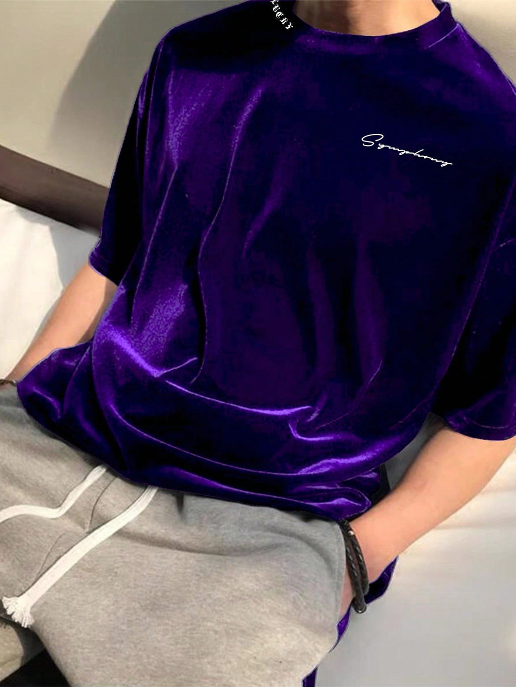 Men's Letter Print Drop Shoulder T-shirt