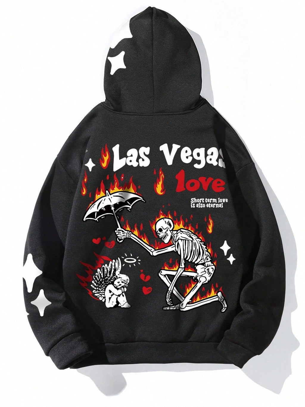 MEN Street Life Hoodie With Letter And Skeleton Print