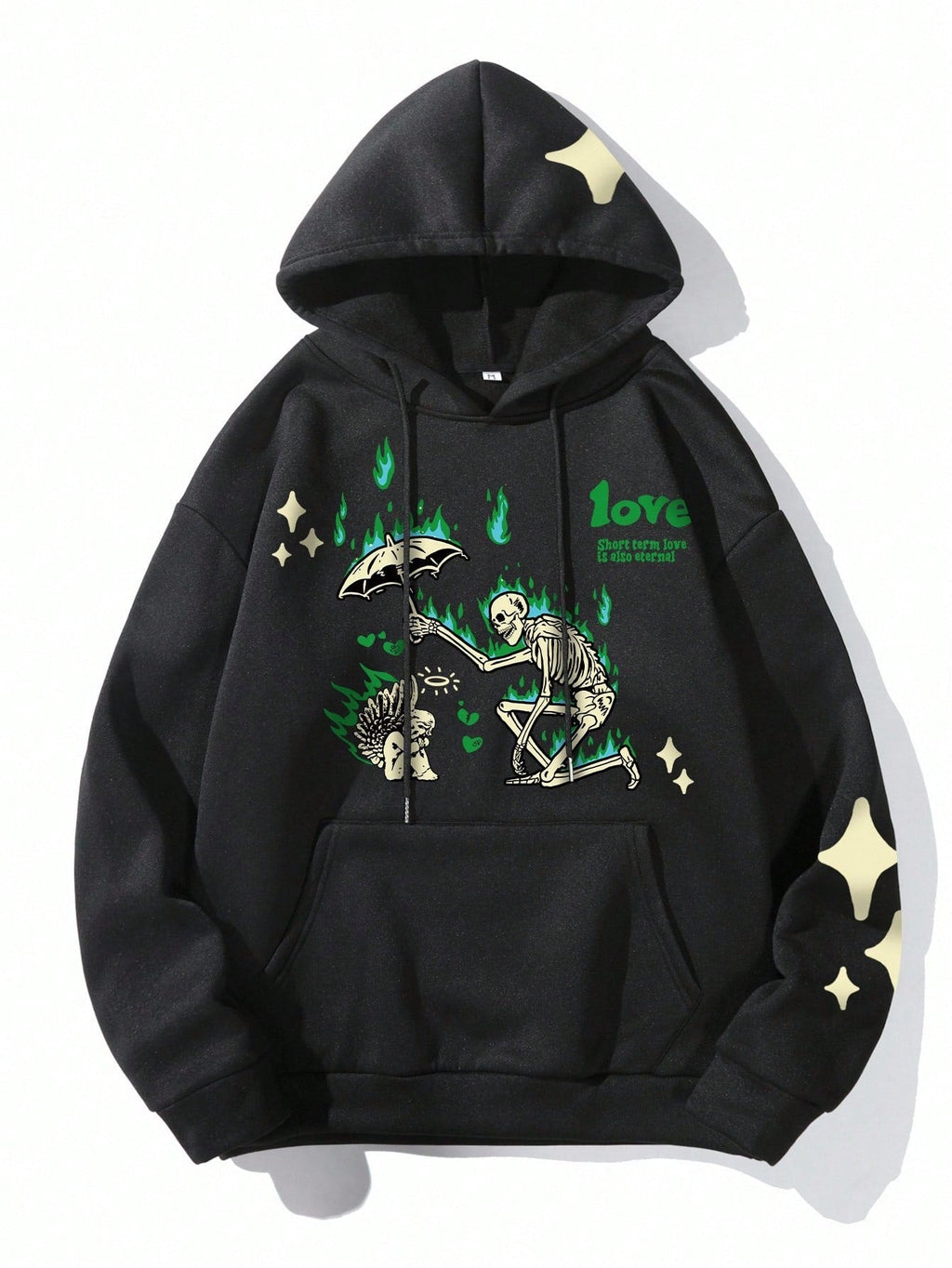 MEN Street Life Hoodie With Letter And Skeleton Print