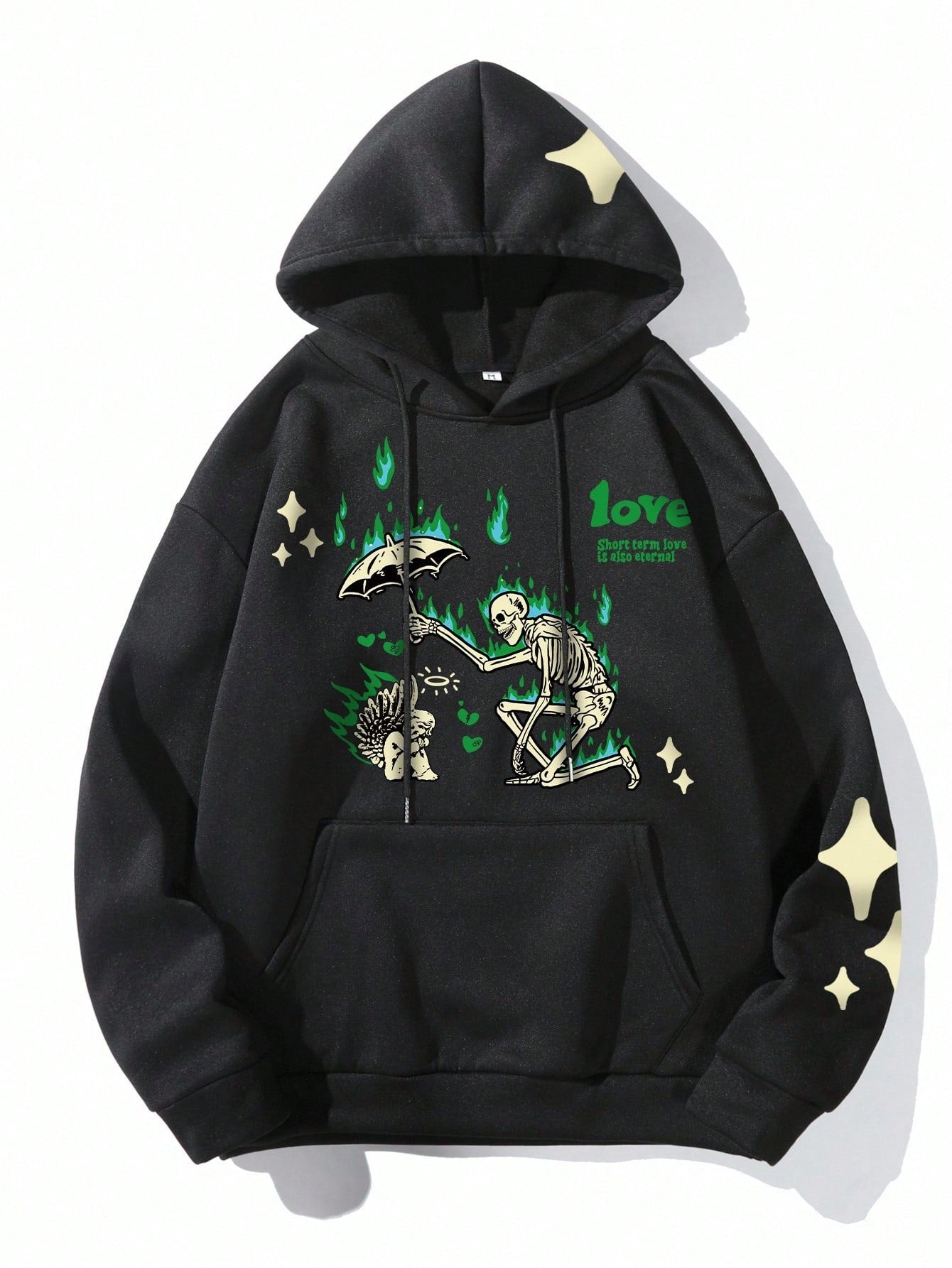 MEN Street Life Hoodie With Letter And Skeleton Print