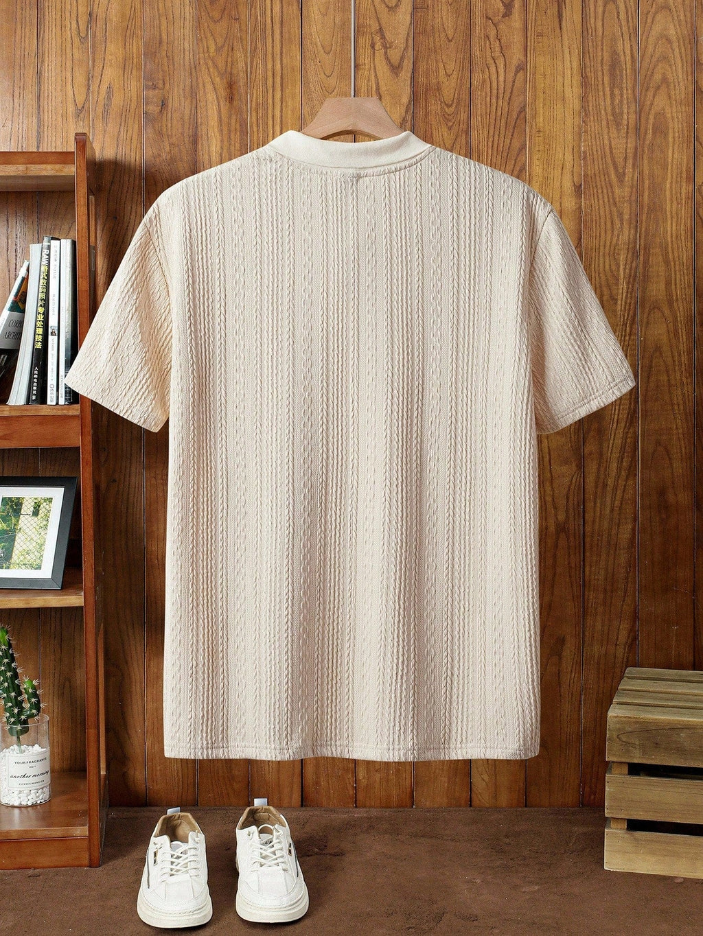 Men's Casual Loose Knit Drop Shoulder Polo Shirt