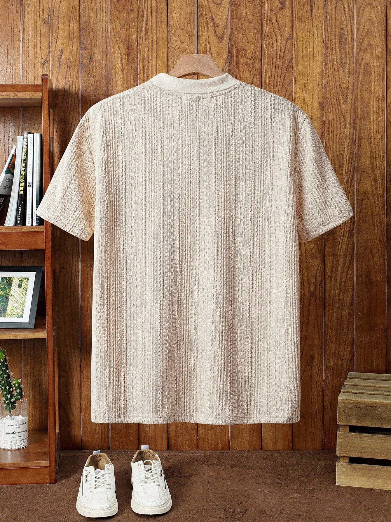 Men's Casual Loose Knit Drop Shoulder Polo Shirt