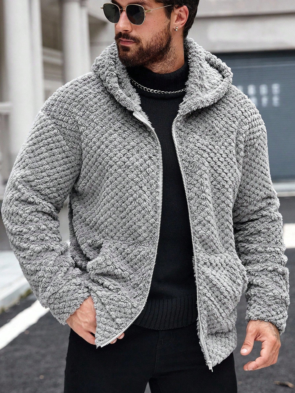 Men's Casual Fleece Hooded Jacket