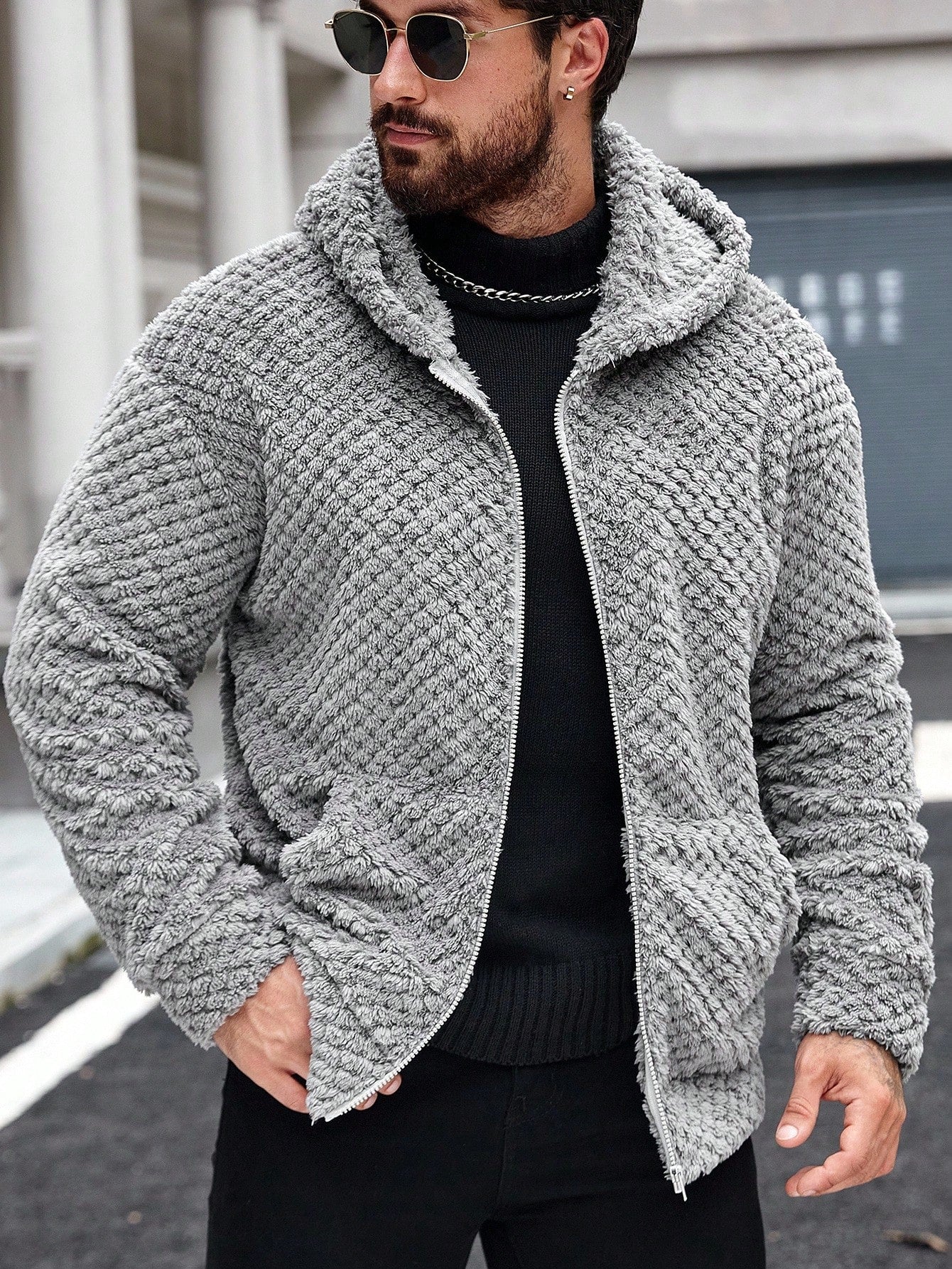 Men's Casual Fleece Hooded Jacket