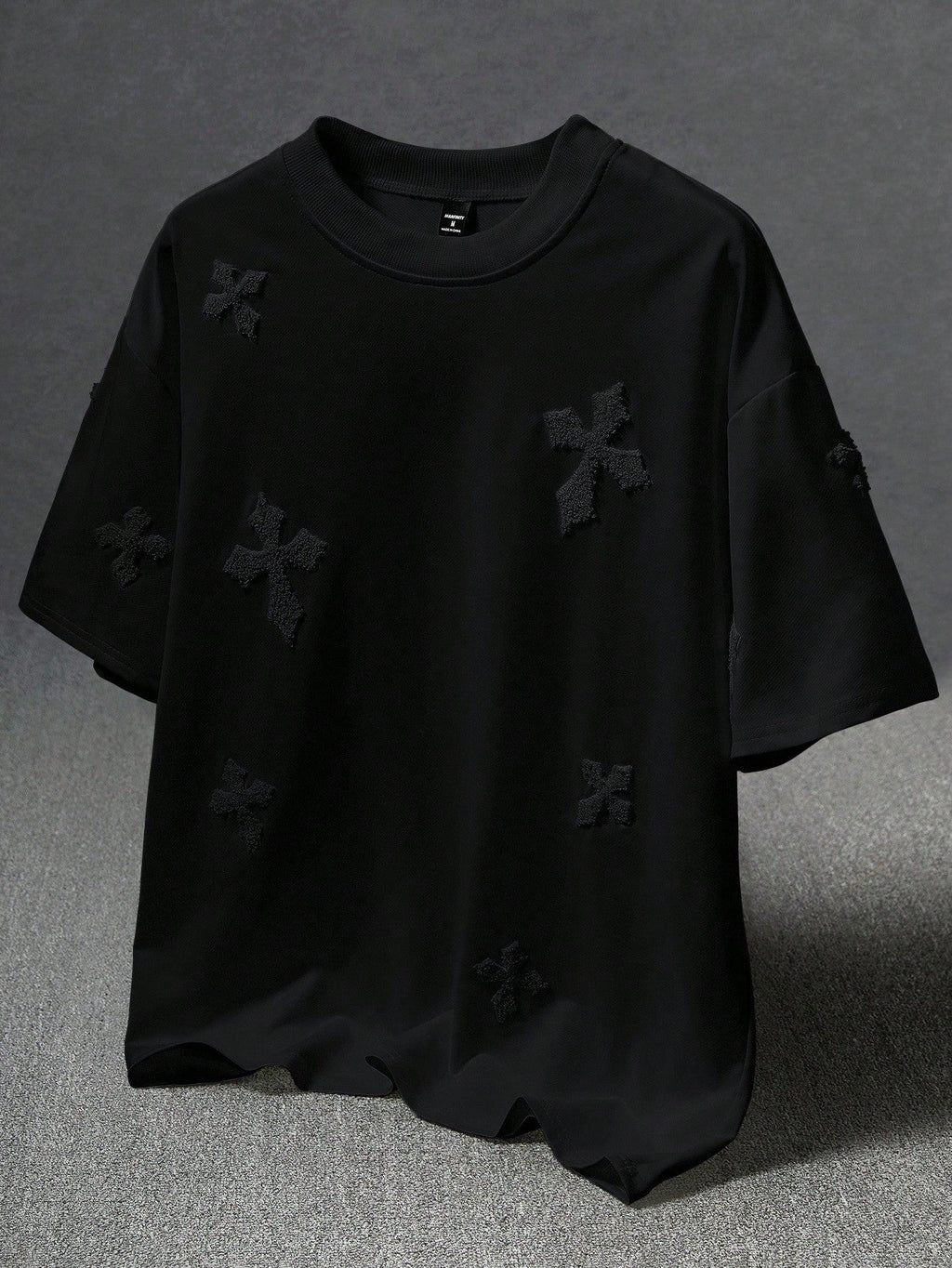 Men's Street-Style Popular INS Matching Cross Full-Print Towel Embroidery T-Shirt