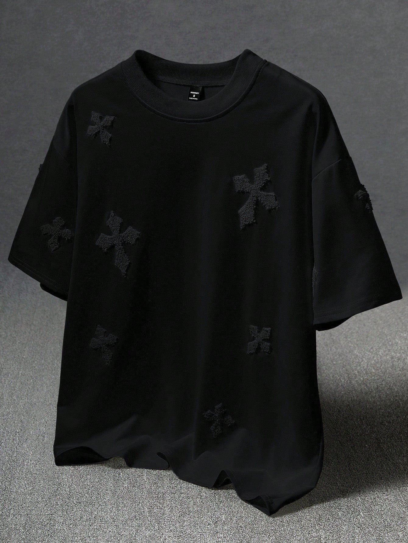 Men's Street-Style Popular INS Matching Cross Full-Print Towel Embroidery T-Shirt