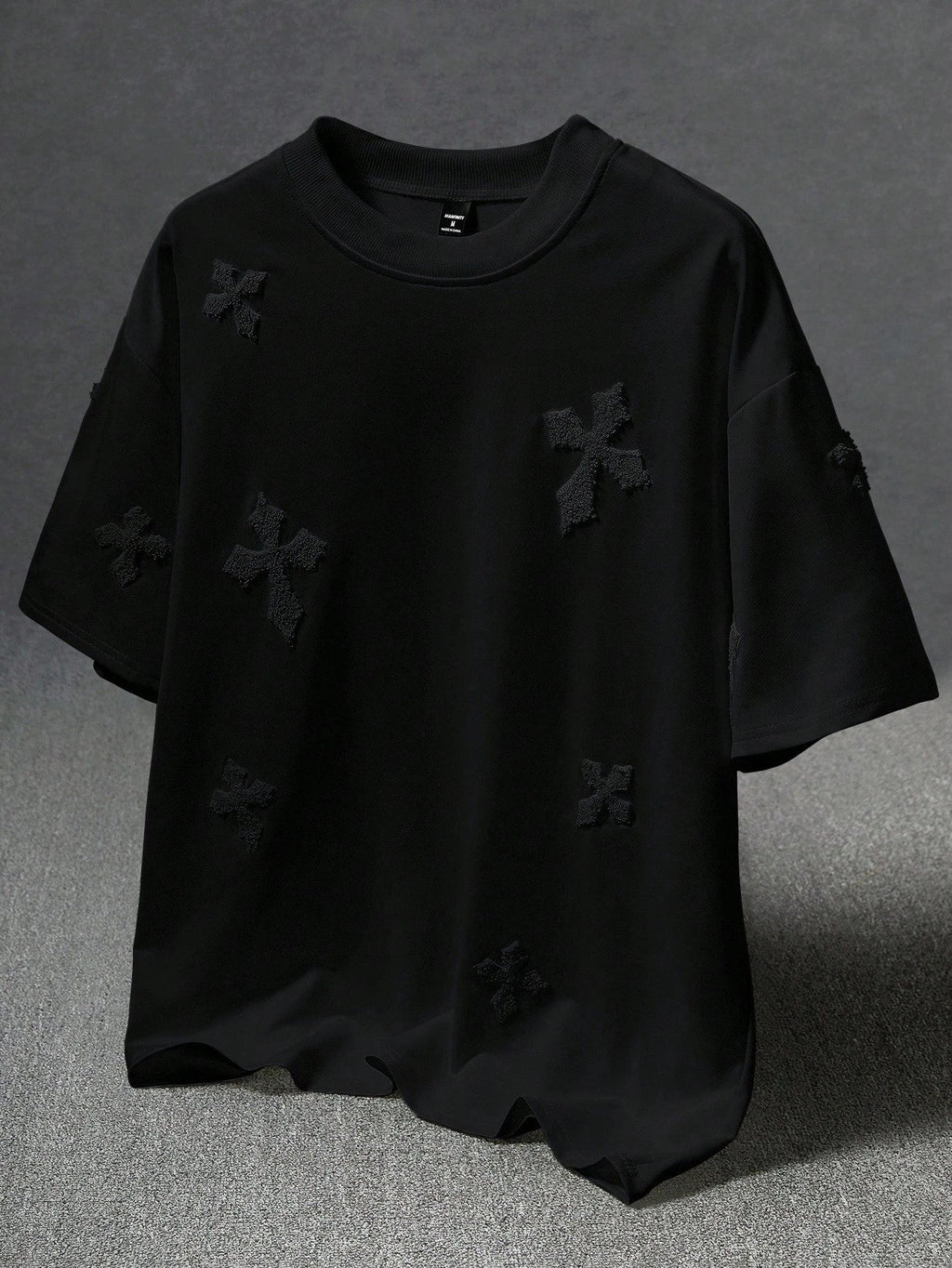 Men's Street-Style Popular INS Matching Cross Full-Print Towel Embroidery T-Shirt