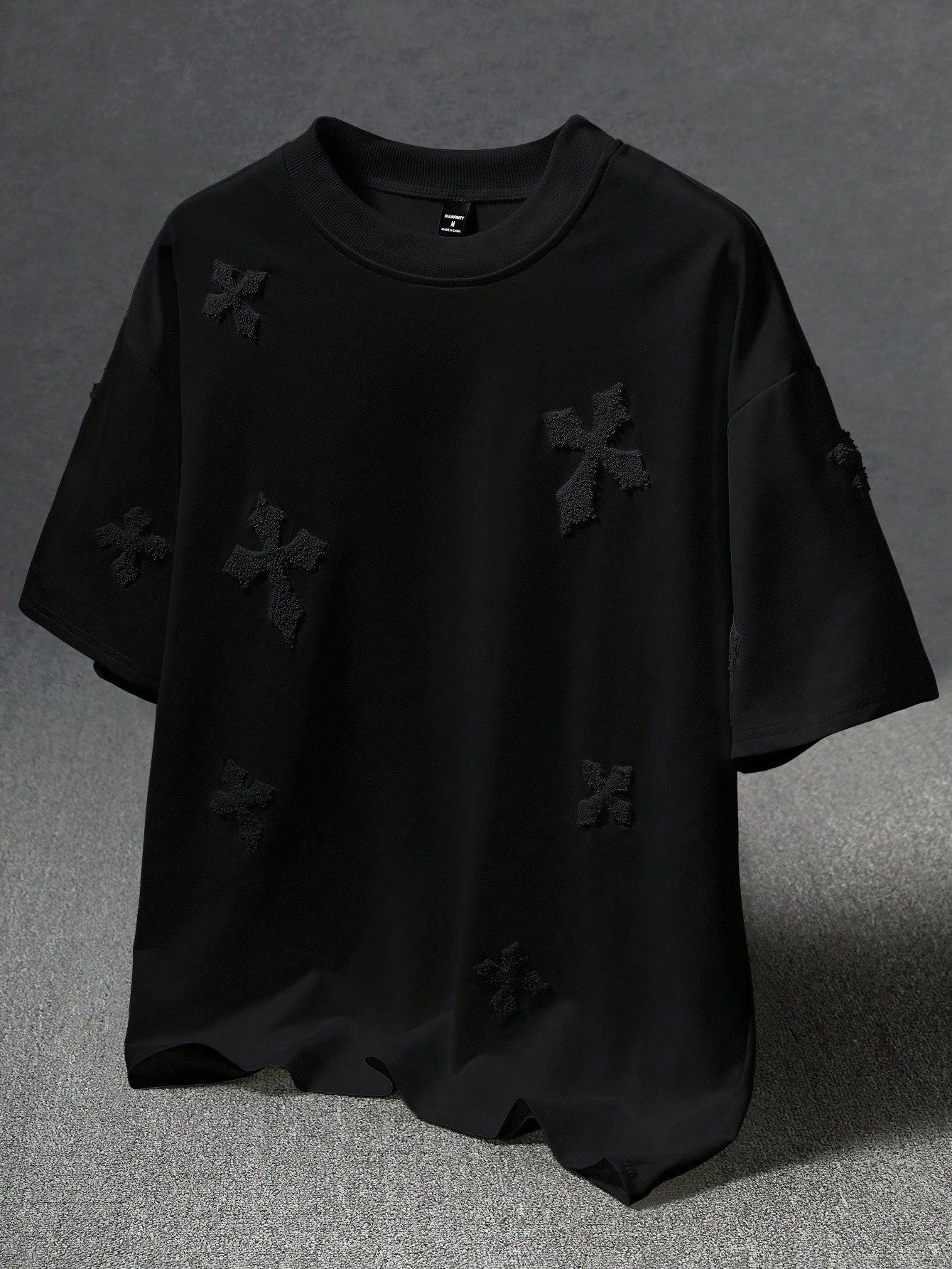 Men's Street-Style Popular INS Matching Cross Full-Print Towel Embroidery T-Shirt