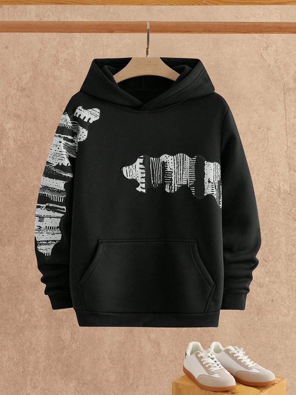 Men's Casual Dragon Print Loose Hoodie
