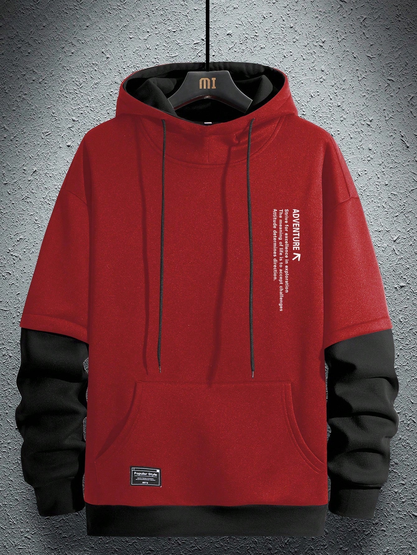 Men's Slogan Graphic 2 In 1 Hoodie With Pocket And Drawstring Letter Long Sleeve Hoodie