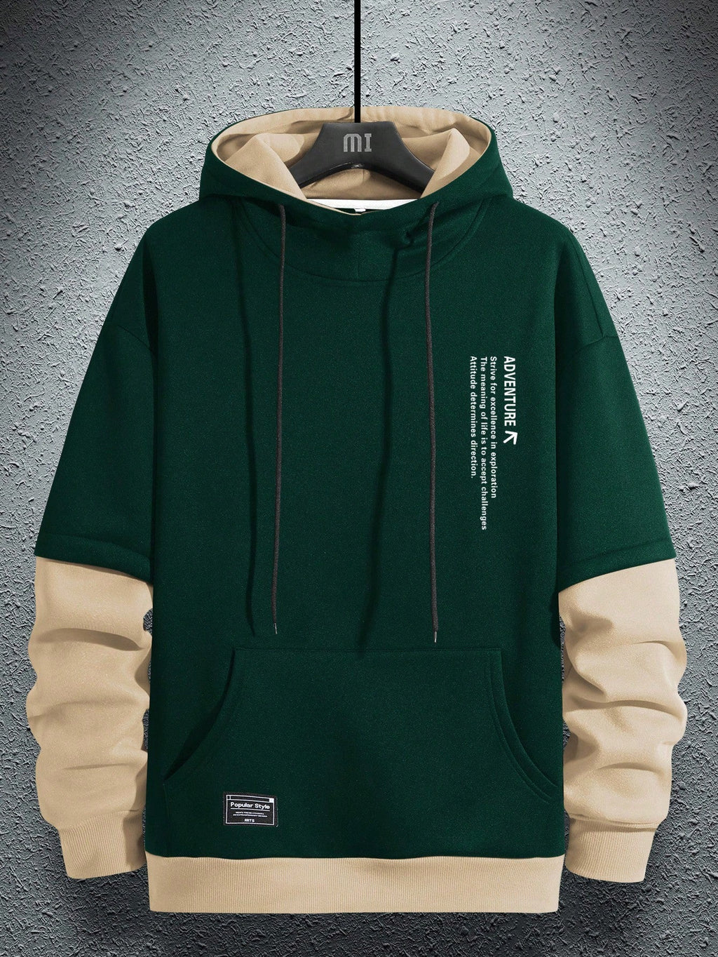 Men's Slogan Graphic 2 In 1 Hoodie With Pocket And Drawstring Letter Long Sleeve Hoodie