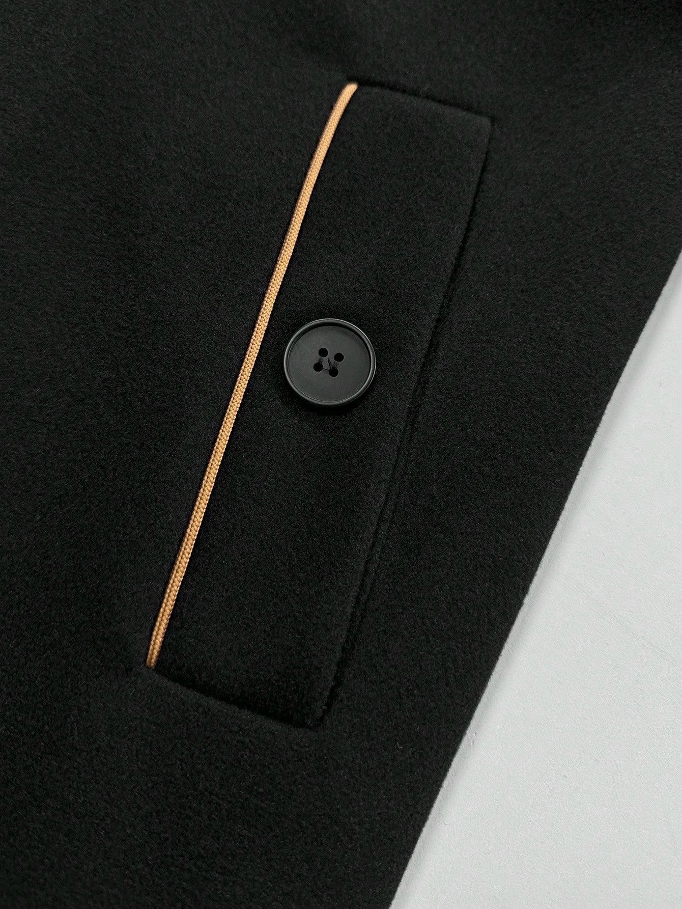 Men's Solid Color Lapel Neck Faux Two Pieces Long Sleeve Casual Woolen Jacket