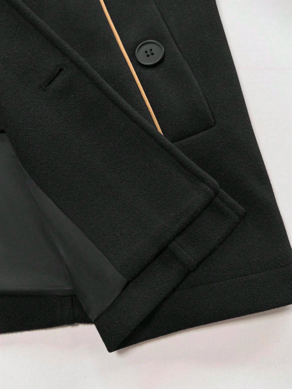 Men's Solid Color Lapel Neck Faux Two Pieces Long Sleeve Casual Woolen Jacket