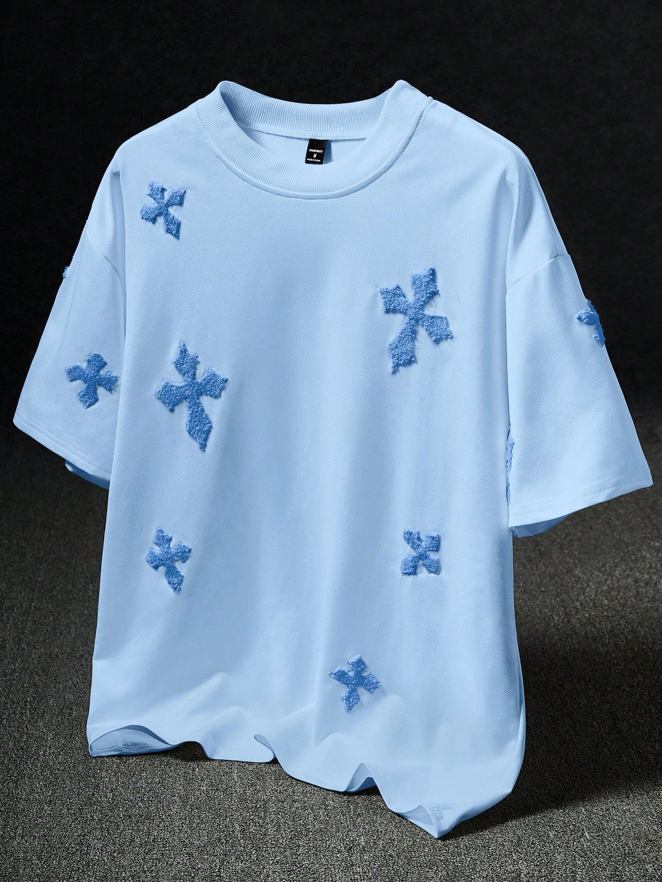 Men's Street-Style Popular INS Matching Cross Full-Print Towel Embroidery T-Shirt
